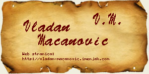 Vladan Macanović vizit kartica